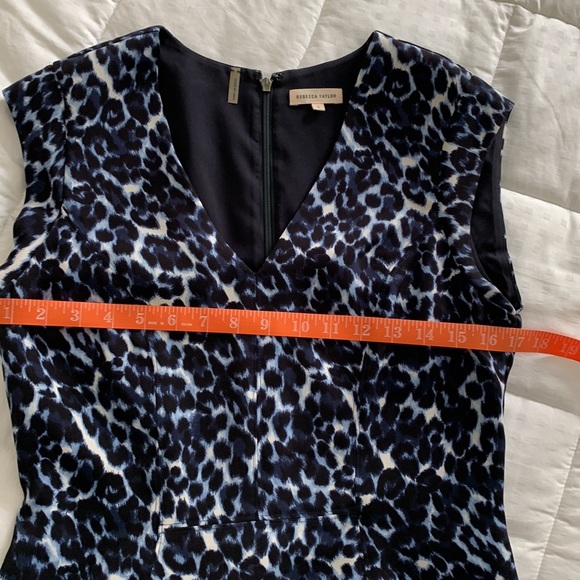 💙REBECCA TAYLOR Blue Lynx Leopard Fit and Flare Dress - Picture 12 of 12